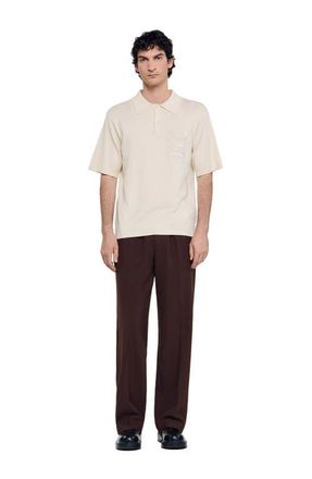 Sandro Polo with rope embroidery in Butter Cream at Nordstrom, Size Xx-Large