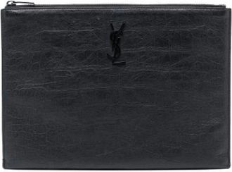 Saint Laurent Pre-owned Clutches, female, Black, Size: ONE SIZE Pre-owned Leather Clutch