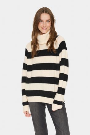 Saint Tropez Rollkragenpullover SAINT TROPEZ GarbieSZ Rollneck, Damen, Gr. XL, schwarz (ice schwarz stripe), Strick, Obermaterial: 54% Polyester, 38% Polyamid, 5% 