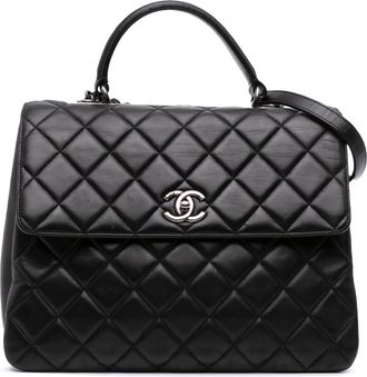 Chanel Pre-owned Womens Quilted Top Handle Bag - Black Leather - One Size