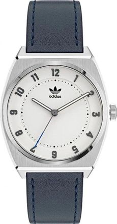 adidas Blauw Lederen Horloge Quartz Analoog Grijs - Heren - Horloges - Blauw - ONE Size - Accessoires