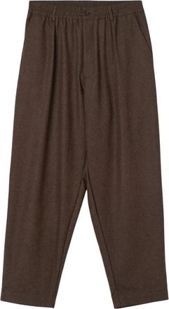 Universal Works Pleated Track Pant - Heren - Straight fit broeken - Bruin - W28 - Katoen - Broeken