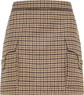 Seventy Checkered Flap Pocket Buckle Mini Skirt