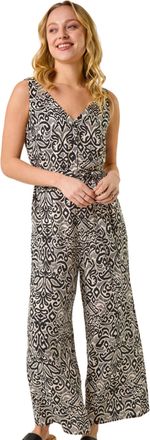 DUSK Womens Abstract Print Jumpsuit - Black - Size 10 UK