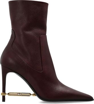 Dsquared2 Lederen enkellaarzen met applicatie - Dames - Laarzen met Hak - Rood - 38 EU - Leer - Schoenen