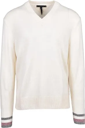 Tommy Hilfiger White V-Neck Wool Pullover
