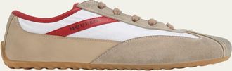 Alexander McQueen Mens Boxe Suede, Nylon, & Leather Low-Top Sneakers