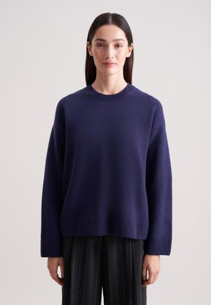 Seidensticker Strickpullover SEIDENSTICKER, Damen, Gr. XS, dunkelblau, 80% Wolle, 15% Polyamid, 5% Kaschmir, relaxed fit, Pullover Strickpullover, Sweater