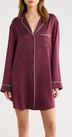 Lunya Washable Silk Sleepshirt in Vintage Merlot/Frosted Lagoon at Nordstrom, Size X-Small