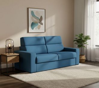 Dmora Sof&aacute; Cama 2 Plazas Orchidea, Sof&aacute; Convertible Para Sal&oacute;n, Acolchado, Desenfundable, Calidad 100% Made In Italy, 200x95 H100 Cm, Azul - Dmora