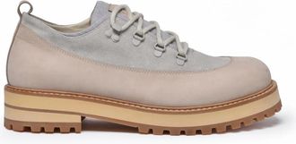 Eleventy Sand/Light Gray Hiking-Inspired Suede Booties