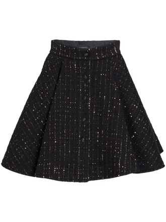 Giambattista Valli high-rise bouclé flared skirt - Black