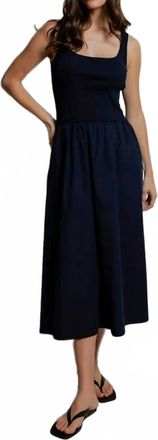 perfectwhitetee Fabiola Cotton Poplin Sleeveless Midi Dress In Navy