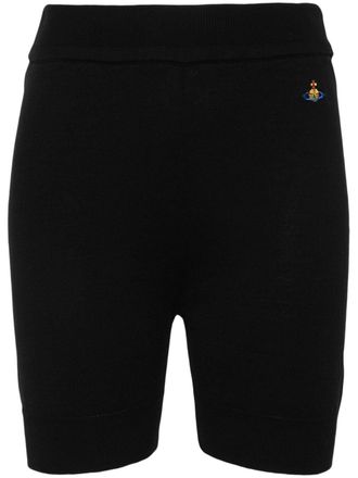 Vivienne Westwood embroidered-logo knitted shorts - women - Cotton - S - Black