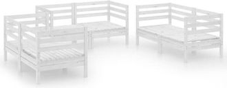 vidaXL 6 Piece Garden Lounge Set White Solid Pinewood Vidaxl