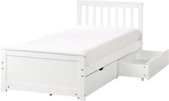 Beliani Bed with Storage Drawers Pine Wood OLENDON 90 x 200 cm (EU Single) White