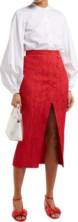 AlexaChung Red Crepe Midi Skirt Size S