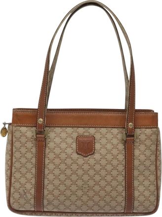 Celine Macadam Beige Canvas Shoulder Bag (Pre-Owned)