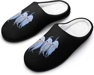 Generic Three White Cuttlefish Mens Slippers Memory Foam Winter Warm Sandals Slip On House Shoes Size 7-14
