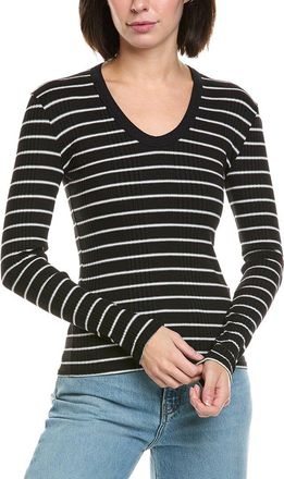 perfectwhitetee Perfectwhitetee Rib Stripe Luxe U-Neck T-Shirt