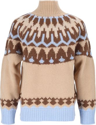 Ermanno Scervino Geometric Pattern Knit Sweater with High Ribbed Turtleneck