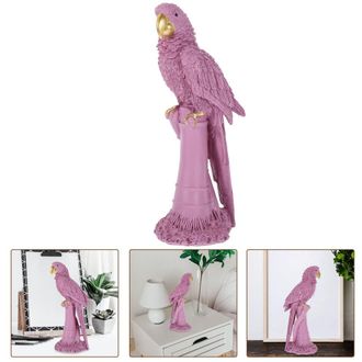 OEM Figura De Loro De Resina Rosa, 25,5 X 11 X 7,5 Cm