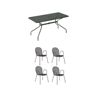 Emu Set Tavolo Cambi 140 x 80 + 4 Poltoncine Ronda Ferro Antico 22