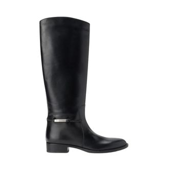 Iceberg Kniehoge laarzen met geometrisch detail - Dames - Schoenen - Zwart - Maat: 39 EU Leer