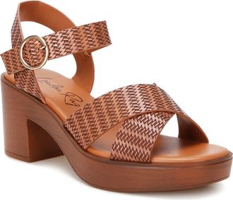 London Rag Elenia Platform Block Heel Sandal in Tan at Nordstrom Rack, Size 8.5