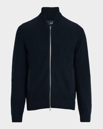 Dunhill Men & apos;s Cotton and Cashmere Knit Full-Zip Bomber Sweater