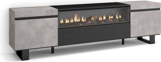 Skraut Home Skraut Home - Mueble Tv, Televisi&oacute;n, Muebles De Sal&oacute;n, Almacenaje, 200x57x35cm, Para Tv Hasta 80, Chimenea El&eacute;ctrica, Dise&ntilde;o Industrial, Estilo Modern