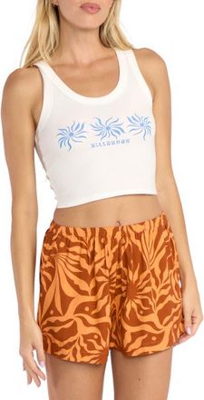 Billabong Miles Away Crop Cotton Graphic Tank in Salt Crystal at Nordstrom, Size Medium