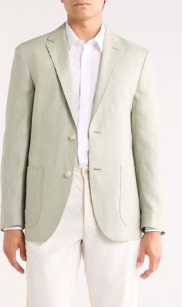 Nordstrom Rack Solid Notch Lapel Linen Sport Coat in Green Seagrass at Nordstrom Rack, Size 38 S
