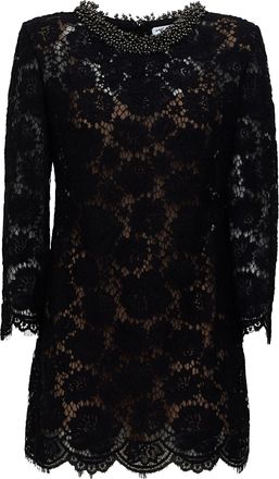 Self Portrait Black Lace Contrast Slip Mini Dress