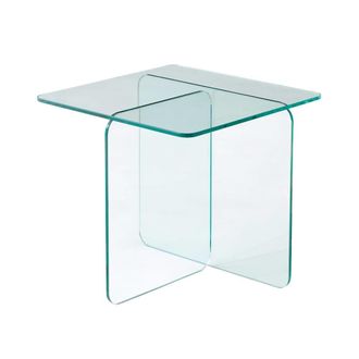 Sweeek Mesita cuadrada de cristal templado, transparent