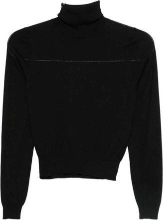 Goes Botanical Streepdetail Rolhals Trui - Dames - Coltruien - Zwart - 2XL - Truien & Vesten