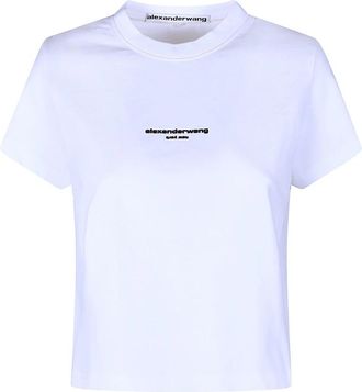 Alexander Wang Shrunken Logo T-Shirt - Dames - T-shirts - Wit - M - Katoen - Tops