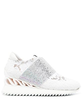 Le Silla Jackie crystal-embellished sneakers - White