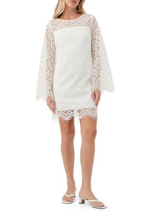 Trina Turk Arles Lace Shift Dress in Whitewash at Nordstrom, Size 10