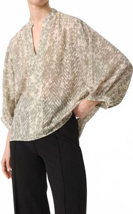 Soaked In Luxury Osaka Notch Neck Cropped Sleeve Blouse In Shadow Drop Print