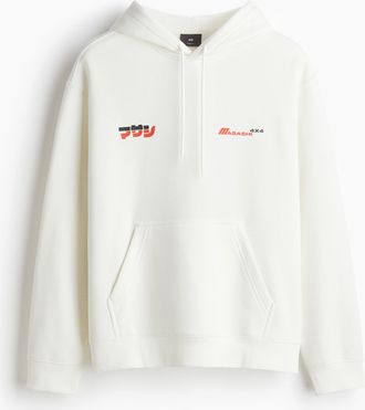 H&M Bedruckter Hoodie in Oversized Fit - White