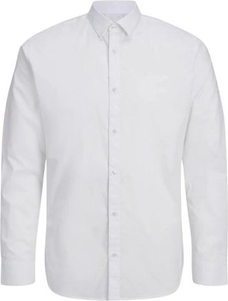 Jack & Jones Slim Fit Wit Overhemd - Heren - Zakelijke Overhemden - Wit - S - Katoen - Overhemden