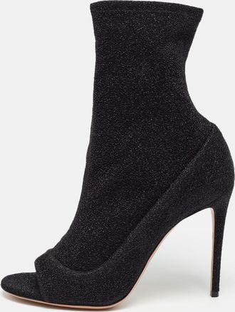 Aquazzura Black Lurex Fabric Eclair Ankle Boots