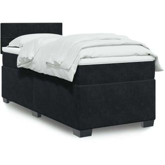 vidaXL Vidaxl - Cama Box Spring Con Colch&oacute;n Terciopelo Negro 90x200 Cm