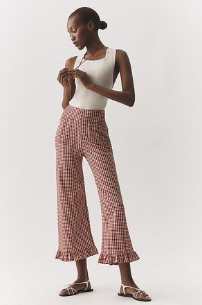 Maeve Colette Ruffle-Hem Crop Wide-Leg Pants by Maeve