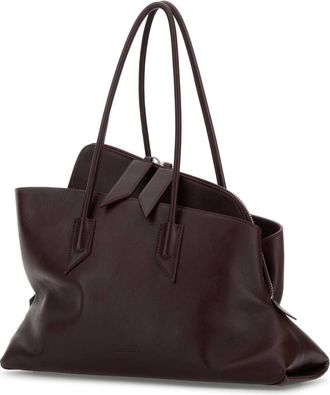 The Attico Womens Burgundy Leather Medium La Passeggiata Shoulder Bag Plum Borse A Mano