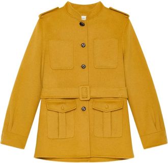 Maliparmi belted patch-pocket military coat - Yellow