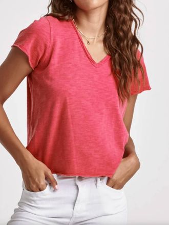 Dear John Denim Vanya V-Neck Slub Tee In Raspberry