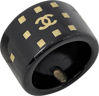 Chanel Black Plastic Band Ring (Pre-Owned)