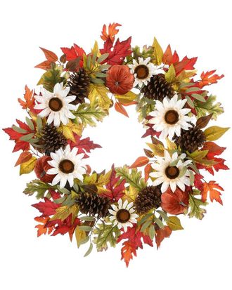 National Tree Company 32 Harvest Sunflowers And Pumpkins Wreath